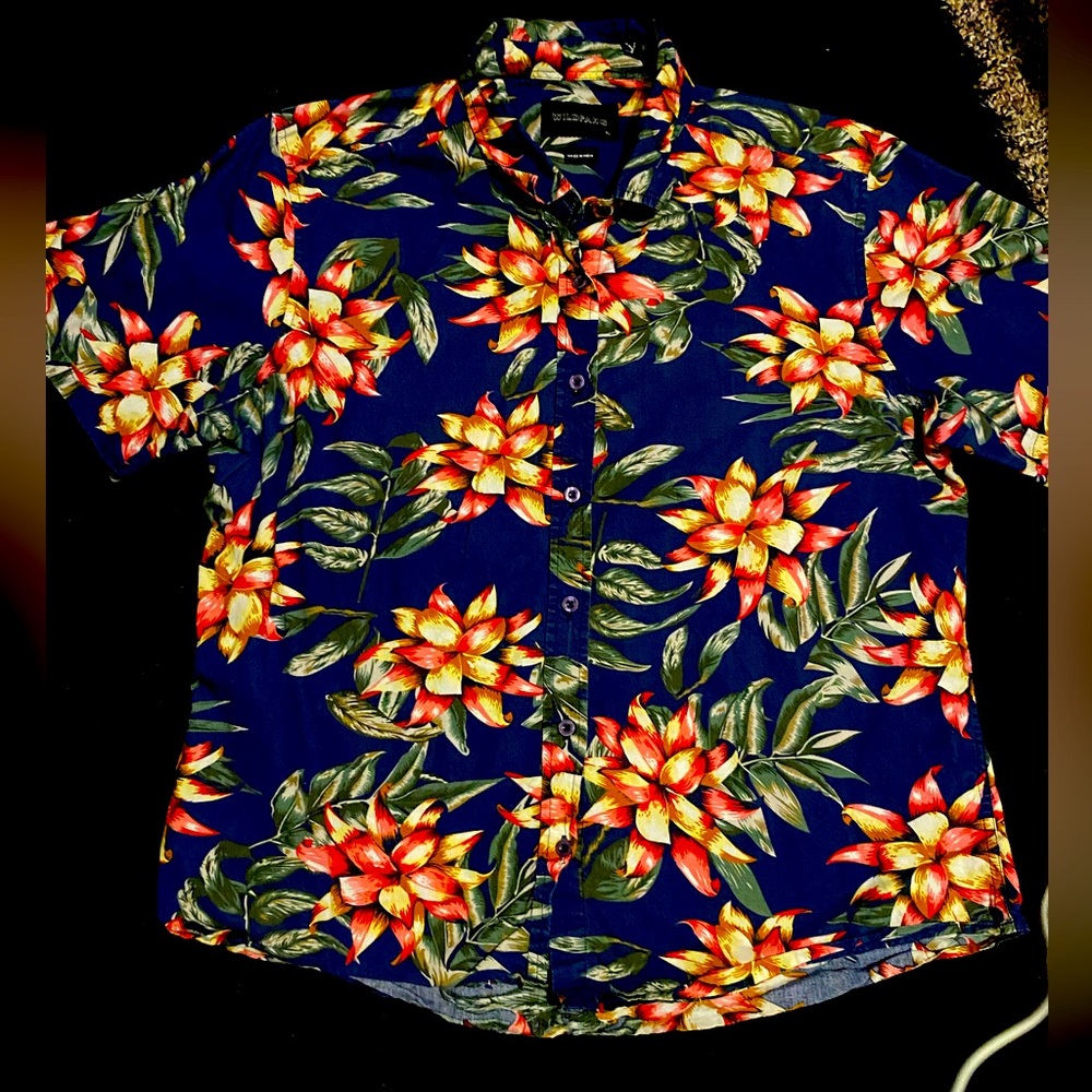 Wildfang tropical Blue Floral Shirt